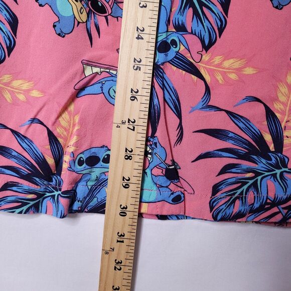 Disney Stitch Hawaiian Shirt Mens Medium Pink Floral Tropical - Picture 6 of 10